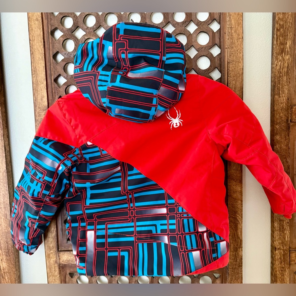 Spyder Kids Ski Jacket Red Black Hooded Thinsulate Snow Coat Size 4/5 - Picture 3 of 9